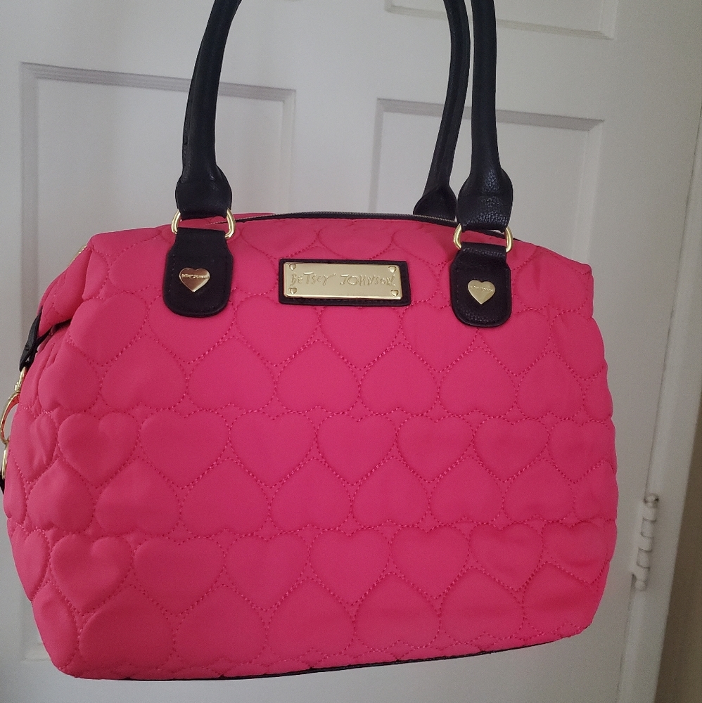 Pink heart quilted Betsey johnson shoulder bag